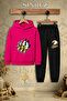 Children's Unisex Single Eagle Printed Hooded Tracksuit Set