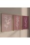 Natural Wood Framed 3-Piece Burgundy Floral Patterned Wall Painting Decorative Wall Decor for Living Room Living Bedroom Kitchen - 3