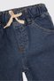 Baby Boy Navy Blue Jeans with Elastic Waist - 3