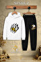 Children's Unisex Single Eagle Printed Hooded Tracksuit Set