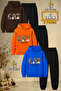 Children's Unisex 3Lu Cat Leopard Pattern Printed Hooded Tracksuit Set