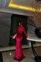 Satin Fabric Crew Neck Slit Evening Dress - 4