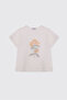 Girl's Printed Short Sleeve White T-Shirt