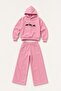 Girl's Hooded Fleece-Lined Cat Embroidered Winter Set - 6
