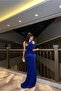 One Shoulder Slit Evening Dress - 4