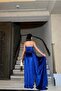 Velvet Fabric Strapless Slit Maxi Evening Dress - 4
