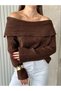 Women's Knitwear Sweater Off-The-Shoulder Boat Neck Soft Textured Stylish Sweater