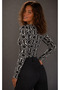 Women's Black-White Patterned Square Neck Blouse Be510 - 2