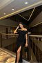 Square Neckline Slit Short Sleeve Evening Dress - 2