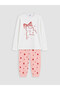 Vizyon New Season Ecru Crew Neck Girls' Pajama Set - 3