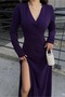 Crepe Fabric Double Breasted Collar Slit Maxi Evening Dress - 3