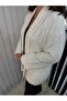 Women's Ecru Shawl Collar Knitwear Cardigan |   Oversize & Comfortable Model - 2