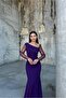 Asymmetrical Collar Stone Detailed Maxi Evening Dress - 2