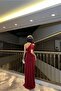 One Shoulder Slit Evening Dress - 4