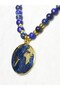 Lapis Lazuli Natural Stone Necklace – World Map with Gold Detail - 6