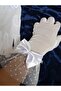 White Polka Dot Tulle Bridal Gloves with Bow, Wedding Engagement Outdoor Shooting Accessory - 6