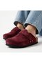 Mc402-Sue Burgundy Genuine Suede Leather Unisex Orthopedic Cork Sole Sabo Slippers with Single Wide Band - 7
