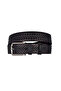 100% Genuine Leather, 4 cm Black Knitted Patterned Non-Opening Denim Belt, Linen Belt 4Cm-Apo - 7