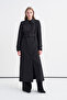 Belted Pocket Cover Long Black Giy Çık 14008 - 4