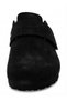 Mc402-Sue Black Genuine Suede Leather Unisex Orthopedic Cork Sole Sabo Slippers with Single Wide Band - 6