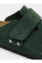 Mc402-Sue Green Genuine Suede Leather Unisex Orthopedic Cork Sole Sabo Slippers with Single Wide Band - 8