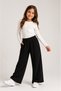 Girls' 4-12 Years Old Spanish Flared Thick Woven Stone Detailed Spanish Flared Pants Leggings – Black Color Daily and Special Wear - 8