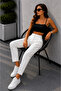 White High Waist Pleated Carrot Pants - 6