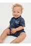 Bebek Mavi Denim Logo Şort Tulum - 2