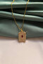 Red Stone Baguette Detailed Rectangular Necklace - 2