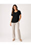 Women's Black Short Sleeve Oval Neck Full Lycra Plus Size Blouse - 8