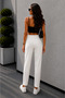 White High Waist Pleated Carrot Pants - 7