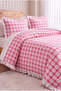 Ruffled Gingham Heart Double Duvet Cover Set |   200X220 cm Duvet Cover, 2 Pieces 50X70 cm Pillowcases |   Cotton Soft Texture - 3