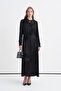 Brooch Scarf Collar Floral Patterned Black Dress 0624