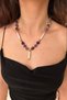 Tımbıl Amethyst Natural Stone Baroque Pearl Special Design Pearl End Handmade Women's Necklace - 6
