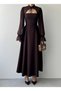 Women's Tulle Sleeve Tie Detailed Midi Dress - 4