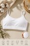 Women's Cotton Padded Athlete Braless Thin Strap Bustier 2-Piece Black White - 3