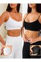 Women's Cotton Padded Athlete Braless Thin Strap Bustier 2-Piece Black White - 5