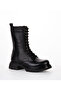 Genuine Leather Women's Lace-Up Boots with Zipper and Thick Sole - 2