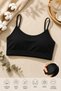 Women's Cotton Padded Athlete Braless Thin Strap Bustier 2-Piece Black White - 8
