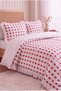 Ruffled, Striped Heart Pattern Double Duvet Cover Set |   200X220 cm Duvet Cover, 2 Pieces 50X70 cm Pillowcases |   Cotton Soft Texture