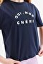 Girl's Embossed Print Detailed T-Shirt - 8