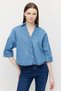 Women's V-Neck Oversized Denim Shirt - 4