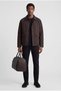 Men's Leather Collar Detailed Coat - 4