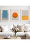 Natural Wood Framed 3-Piece Modern Colorful Geometric Abstract Wall Decor Painting Set for Living Room Living Bedroom Kitchen - 3