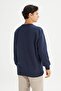 Regular Fit Normal Cut 100% Cotton Crew Neck Ribbed Men's Sweatshirt L81Iryma - 5