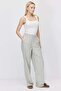 Women's elastic waist lace-up wide leg pants - 3