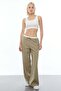Color Mixed Trousers with Waist Detail - 3