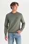 Cotton Regular Fit Regular Cut Crew Neck Logo Detailed Men's Sweatshirt W2520255801 - 3
