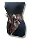 Stone Buckle Tasseled Bitter Brown Leather Women's Belt |   Handmade - Standard Size - 5