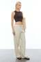 Color Mixed Trousers with Waist Detail - 4